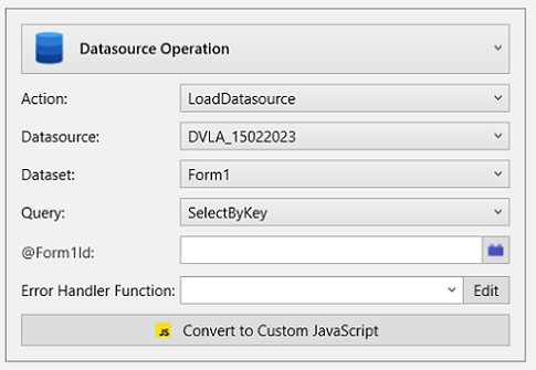 Picture showing parameter options displayed when selecting a SQL Query in the Event Builder pop-up.